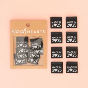 Sarah Hearts - Made in 2025 Silver Woven Sewing and Quilting Labels