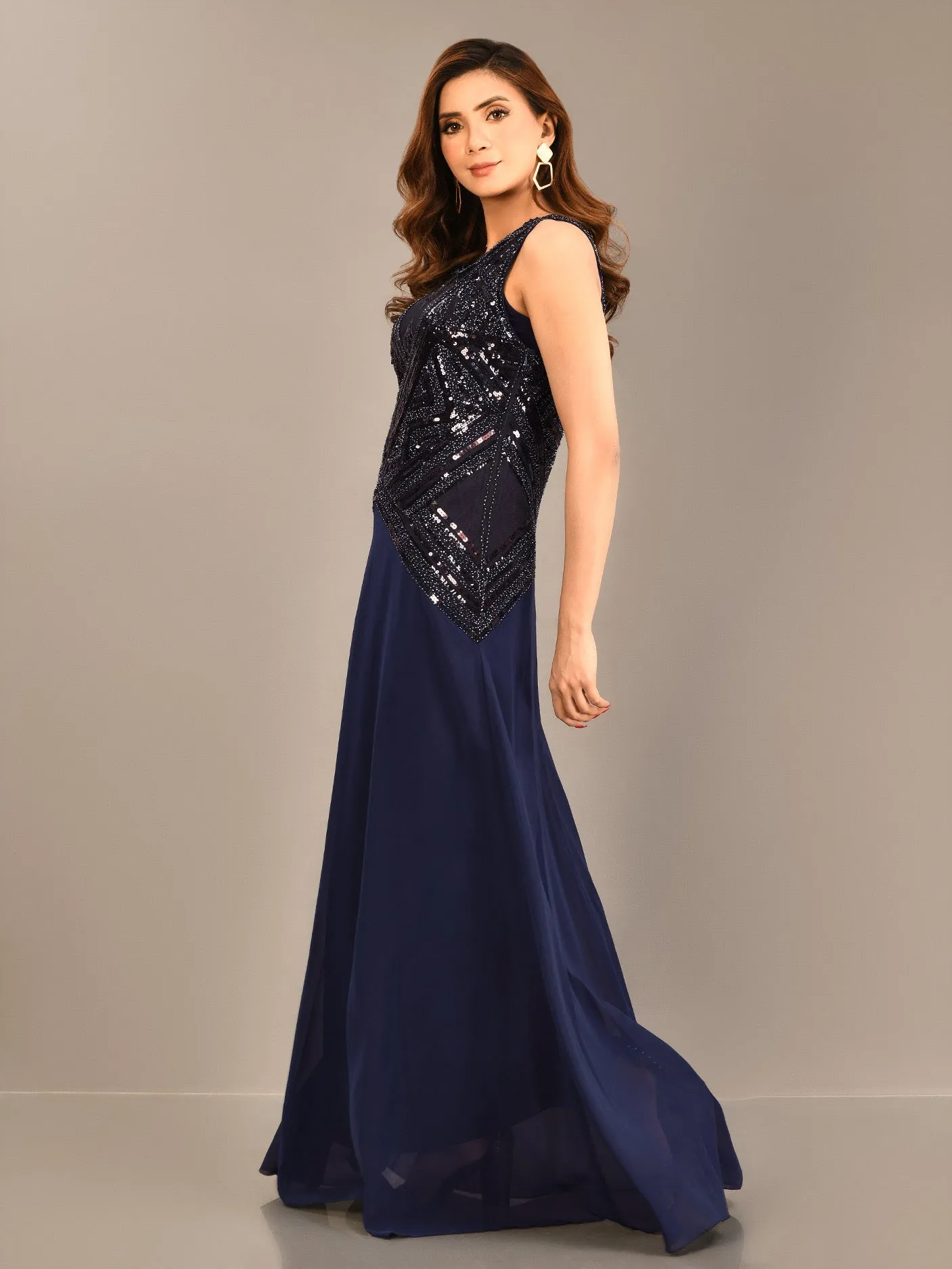 Sequined Chiffon  Dress