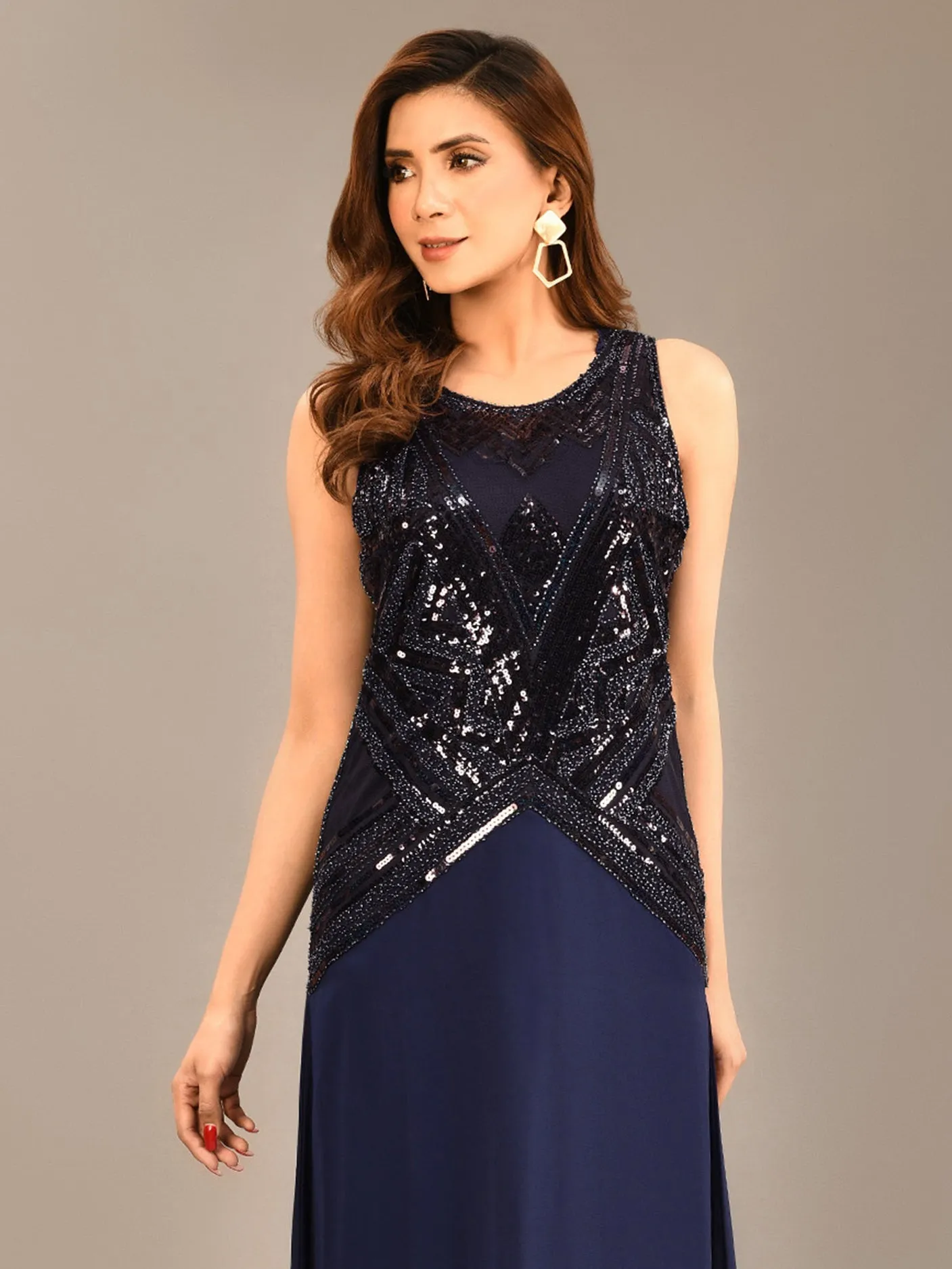 Sequined Chiffon  Dress