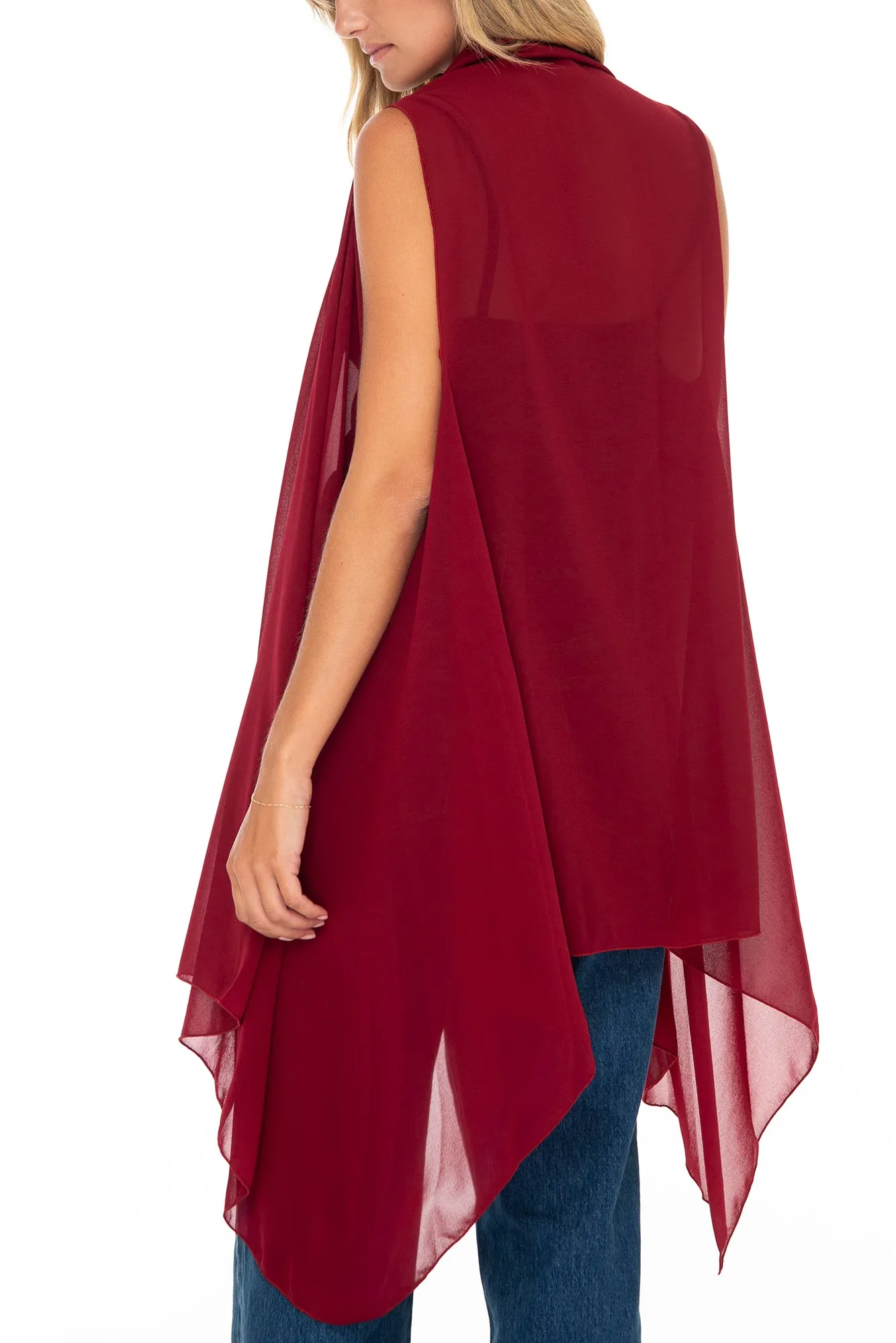 Sleeveless Kimono Sheer Open Front Chiffon Duster