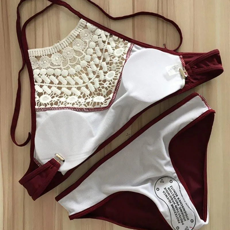 Swimwear Female 2017 Summer Women Sexy Bikini Set lace Swimsuit  TZ0006