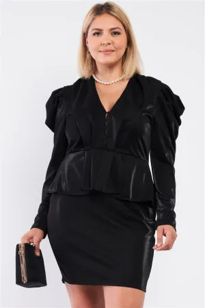 Victorian Steampunk Inspired V-neck Pleated Mock Blazer Dress