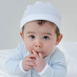 White Ribbed Cotton Beanie