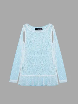 Wholesale Crew Neck Lace Cut Out Long Sleeve White Cover Ups Swimwear
